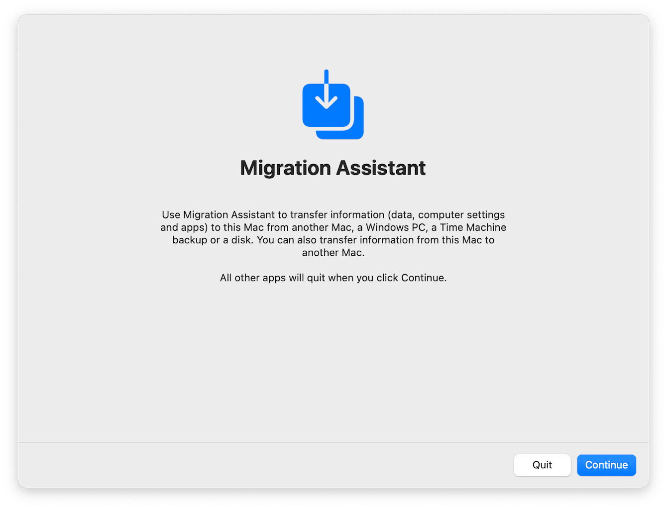 Migration Assistant on Mac